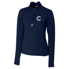 Chicago Cubs Cutter & Buck Women's City Connect Traverse Stretch Quarter-Zip Pullover Top - Navy - MLB Sale