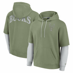 Milwaukee Bucks Elements Sleek Pullover Hoodie Olive | Fanatics Near Me