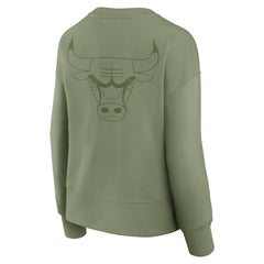 Chicago Bulls Women's Elements Flow Pullover Sweatshirt for sale Olive | Fanatics US
