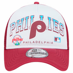 Philadelphia Phillies New Era Retro Wordmark 9FORTY A-Frame Trucker Adjustable Hat - White - New Era on Sale