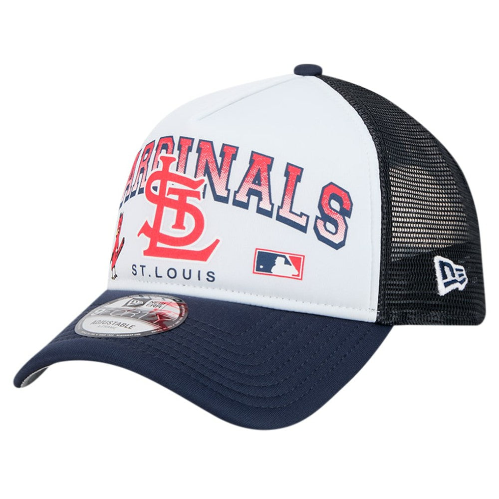 St. Louis Cardinals New Era Retro Wordmark 9FORTY A-Frame Trucker Adjustable Hat - White - New Era Discount