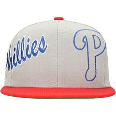Philadelphia Phillies Mitchell & Ness Knock Out Panel Snapback Hat - Gray - Mitchell & Ness Discount
