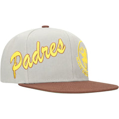San Diego Padres Mitchell & Ness Knock Out Panel Snapback Hat - Gray/Brown - Mitchell & Ness on Sale