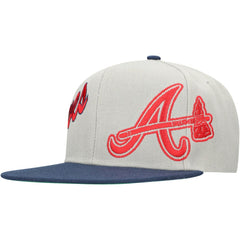 Atlanta Braves Mitchell & Ness Knock Out Panel Snapback Hat - Gray/Navy - Mitchell & Ness Discount