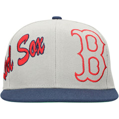 Boston Red Sox Mitchell & Ness Knock Out Panel Snapback Hat - Gray - Mitchell & Ness Online