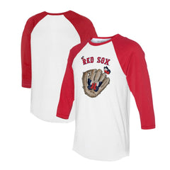 Boston Red Sox Tiny Turnip Unisex Butterfly Glove 3/4-Sleeve Raglan T-Shirt - White/Red - MLB Sale