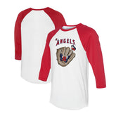 Los Angeles Angels Tiny Turnip Unisex Butterfly Glove 3/4-Sleeve Raglan T-Shirt - White/Red - MLB Discount