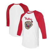 Philadelphia Phillies Tiny Turnip Unisex Butterfly Glove 3/4-Sleeve Raglan T-Shirt - White/Red - MLB on Sale