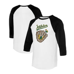 Athletics Tiny Turnip Unisex Butterfly Glove 3/4-Sleeve Raglan T-Shirt - White/Black - MLB Lifestyle