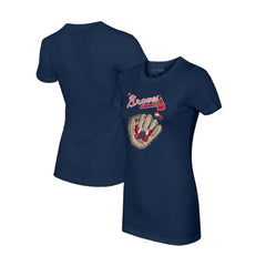 Atlanta Braves Tiny Turnip Women's Butterfly Glove T-Shirt - Navy - MLB Sale