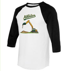 Athletics Tiny Turnip Unisex Excavator 3/4-Sleeve Raglan T-Shirt - White/Black - MLB on Sale
