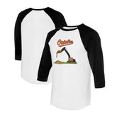Baltimore Orioles Tiny Turnip Unisex Excavator 3/4-Sleeve Raglan T-Shirt - White/Black - MLB Lifestyle