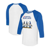 Toronto Blue Jays Tiny Turnip Unisex Gnomes 3/4-Sleeve Raglan T-Shirt - White/Royal - MLB Sale
