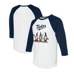 Minnesota Twins Tiny Turnip Unisex Gnomes 3/4-Sleeve Raglan T-Shirt - White/Navy - MLB Online