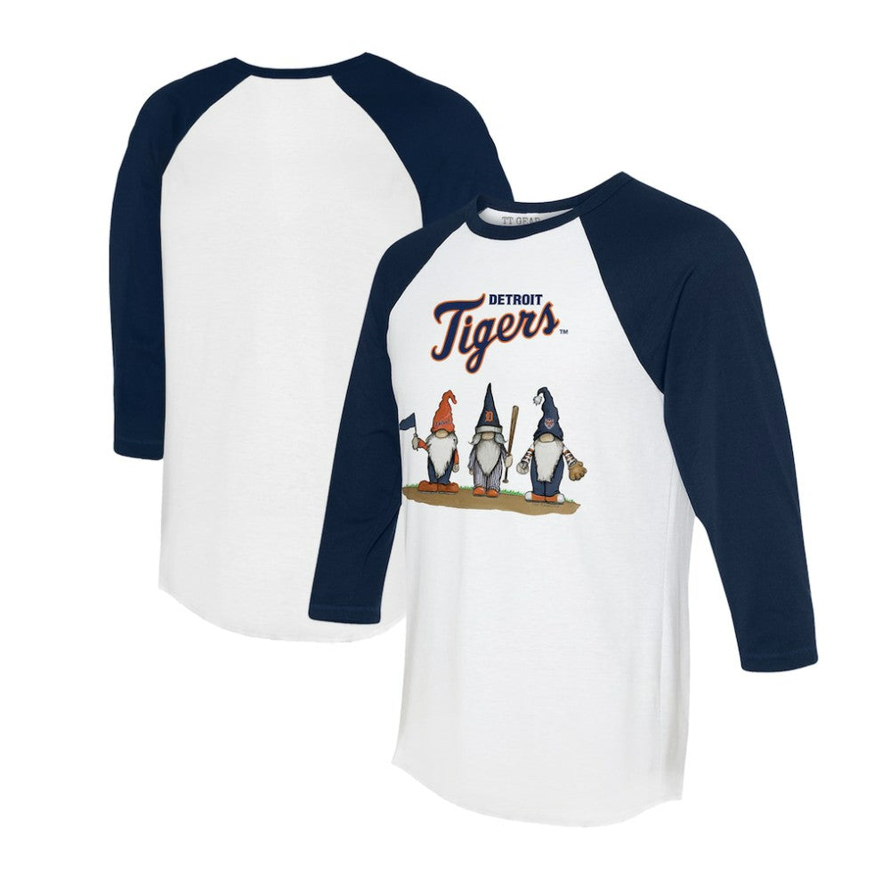Detroit Tigers Tiny Turnip Unisex Gnomes 3/4-Sleeve Raglan T-Shirt - White/Navy - MLB Discount