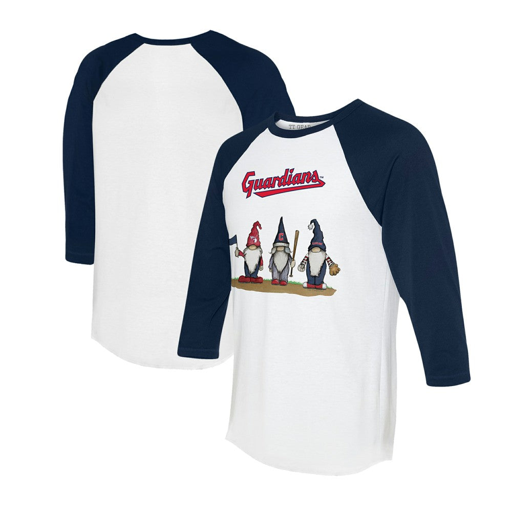 Cleveland Guardians Tiny Turnip Unisex Gnomes 3/4-Sleeve Raglan T-Shirt - White/Navy - MLB on Sale