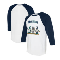Seattle Mariners Tiny Turnip Unisex Gnomes 3/4-Sleeve Raglan T-Shirt - White/Navy - MLB Discount