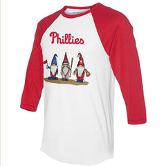 Philadelphia Phillies Tiny Turnip Unisex Gnomes 3/4-Sleeve Raglan T-Shirt - White/Red - MLB on Sale