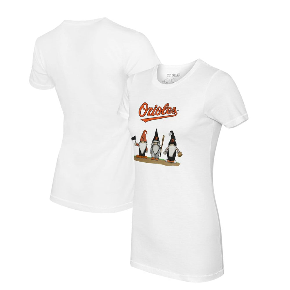 Baltimore Orioles Tiny Turnip Women's Gnomes T-Shirt - White - MLB Sale