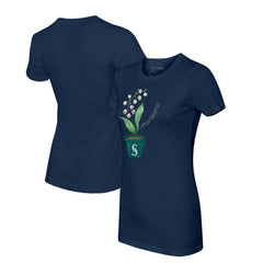 Seattle Mariners Tiny Turnip Women's Lilies & Ladybugs T-Shirt - Navy - MLB Sale