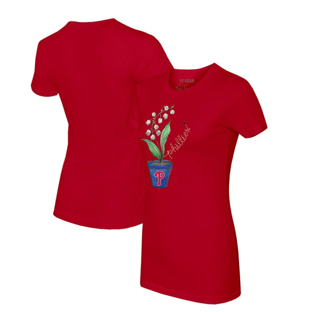 Philadelphia Phillies Tiny Turnip Women's Lilies & Ladybugs T-Shirt - Red - MLB Sale