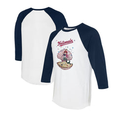 Washington Nationals Tiny Turnip Unisex Mermaid 3/4-Sleeve Raglan T-Shirt - White/Navy - MLB Lifestyle
