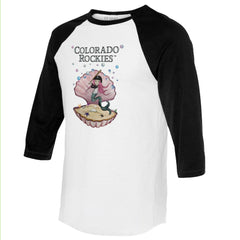 Colorado Rockies Tiny Turnip Unisex Mermaid 3/4-Sleeve Raglan T-Shirt - White/Black - MLB Sale