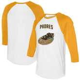 San Diego Padres Tiny Turnip Unisex Race Car 3/4-Sleeve Raglan T-Shirt - White/Gold - MLB on Sale