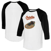 Baltimore Orioles Tiny Turnip Unisex Race Car 3/4-Sleeve Raglan T-Shirt - White/Black - MLB Lifestyle