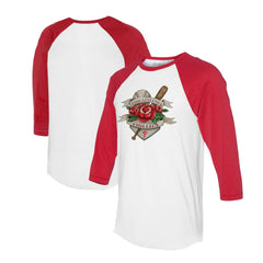 Philadelphia Phillies Tiny Turnip Unisex Tattoo Rose 3/4-Sleeve Raglan T-Shirt - White/Red - MLB Sale