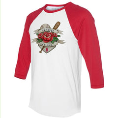 Boston Red Sox Tiny Turnip Unisex Tattoo Rose 3/4-Sleeve Raglan T-Shirt - White/Red - MLB on Sale