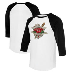 Arizona Diamondbacks Tiny Turnip Unisex Tattoo Rose 3/4-Sleeve Raglan T-Shirt - White/Black - MLB Discount