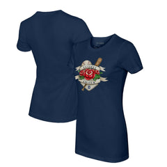 Detroit Tigers Tiny Turnip Women's Tattoo Rose T-Shirt - Navy - MLB Sale