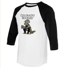 Colorado Rockies Tiny Turnip Unisex Triceratops 3/4-Sleeve Raglan T-Shirt - White/Black - MLB Online