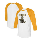 San Diego Padres Tiny Turnip Unisex Triceratops 3/4-Sleeve Raglan T-Shirt - White/Gold - MLB on Sale