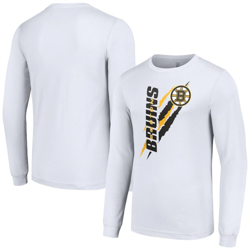 Boston Bruins Starter Color Scratch Long-Sleeve T-Shirt - White - NHL 201074662