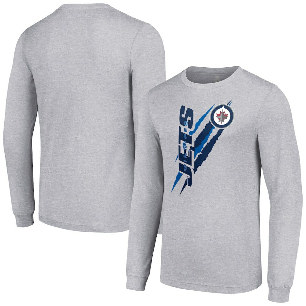Winnipeg Jets Starter Color Scratch Long-Sleeve T-Shirt - Heather Gray - NHL 201074667