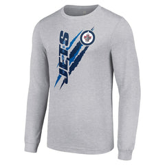 Winnipeg Jets Starter Color Scratch Long-Sleeve T-Shirt - Heather Gray - NHL 201074667