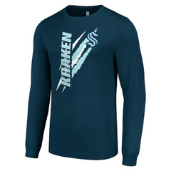 Seattle Kraken Starter Color Scratch Long-Sleeve T-Shirt - Deep Sea Blue - NHL 201074668