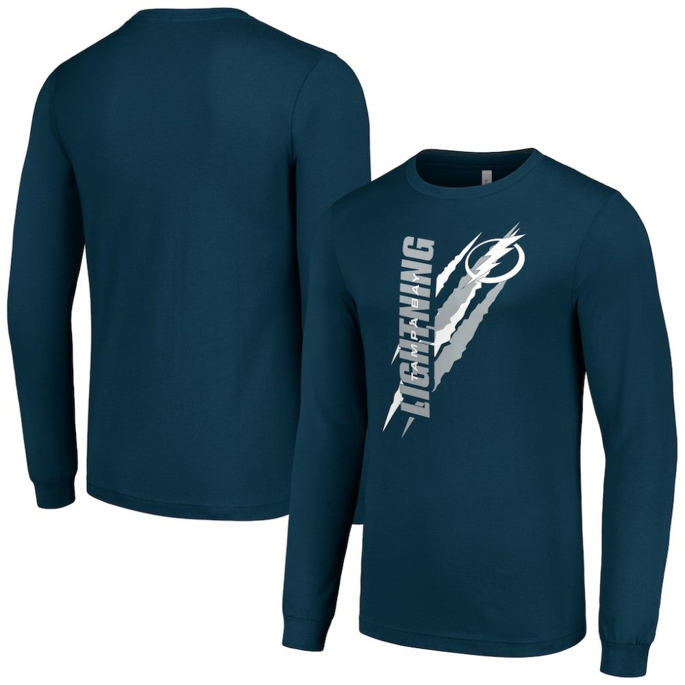 Tampa Bay Lightning Starter Color Scratch Long-Sleeve T-Shirt - Navy - NHL 201074669