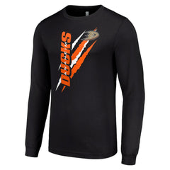 Anaheim Ducks Starter Color Scratch Long-Sleeve T-Shirt - Black - NHL 201074670