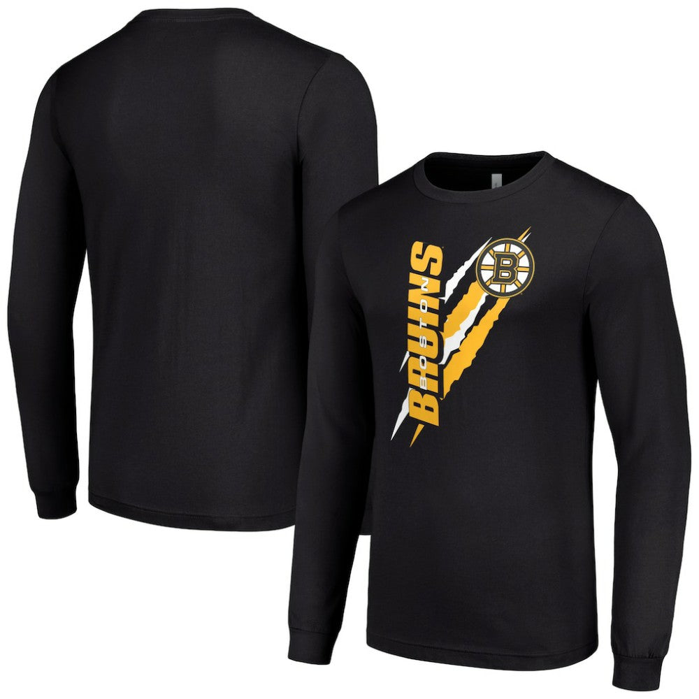 Boston Bruins Starter Color Scratch Long-Sleeve T-Shirt - Black - NHL 201074675