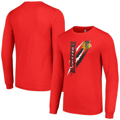 Chicago Blackhawks Starter Color Scratch Long-Sleeve T-Shirt - Red - NHL 201074693