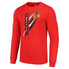 Chicago Blackhawks Starter Color Scratch Long-Sleeve T-Shirt - Red - NHL 201074693
