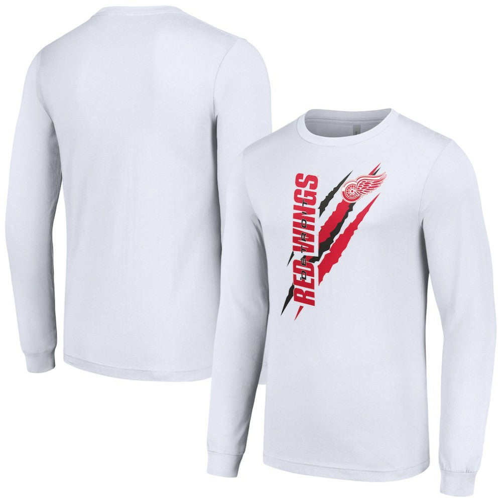 Detroit Red Wings Starter Color Scratch Long-Sleeve T-Shirt - White - NHL 201074707
