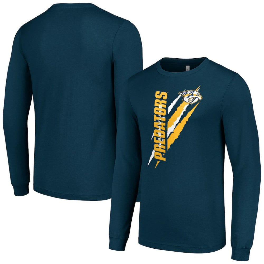 Nashville Predators Starter Color Scratch Long-Sleeve T-Shirt - Navy - NHL 201074711