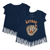 Houston Astros Tiny Turnip Girls Youth Butterfly Glove Fringe T-Shirt - Navy - MLB on Sale