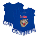Chicago Cubs Tiny Turnip Girls Youth Butterfly Glove Fringe T-Shirt - Royal - MLB Sale