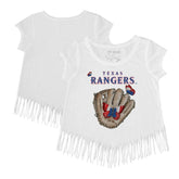 Texas Rangers Tiny Turnip Girls Youth Butterfly Glove Fringe T-Shirt - White - MLB Discount