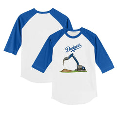 Los Angeles Dodgers Tiny Turnip Youth Excavator 3/4-Sleeve Raglan T-Shirt - White/Royal - MLB Online